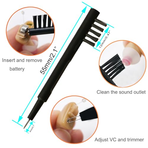 MiniFit Power Domes for Oticon Hearing Aids, 10mm Replacement Domes for Oticon Mini RITE Hearing Aids with Cleaning Brush Tools Kit and Carry Case (10mm)
