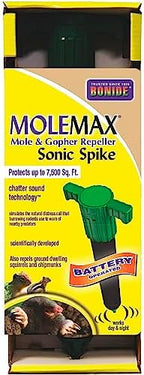 Bonide Molemax Animal Repellent Stake For Gophers and Moles, Battery Operated, Humane Repellent