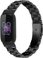Stainless Steel Band Compatible with Fitbit Inspire 3, Adjustable Metal Watch Bands Bracelets，Wristband Replacement for Women Men(Black)