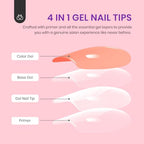 Beetles French Tip Press on Nails - 150Pcs 4 in 1 Nude Pink Almond Press On Nails Medium Full Cover French Tip Press on Nails with 6 Kinds of Nail Accessories Nail Art DIY Gift for Women