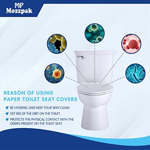 MP MOZZPAK Toilet Seat Covers Disposable (100 Pcs) - XL Flushable Disposable Toilet Seat Cover for Kids Potty Training, Adults - 100% Biodegradable - Travel Essential Accessories for Airplane, Camping