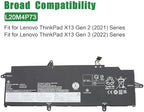 L20M4P73 Laptop Battery Replacement for Lenovo ThinkPad X13 Gen 2 2021 Gen 3 2022 Series SB10W51919 5B10W51818 SB10W51954 5B10W51853 L20L4P73 SB10W51953 L20C4P73 L20D4P73 15.36V 54.7Wh