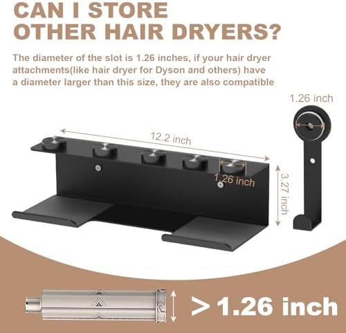 Hair Dryer Holder for Shark Flex Style, Wall Mount Holder Compatible with Shark FlexStyle, Curling Wand Organizer, Rack with Cord Hanger for Accessories Curlers Brushes Diffuser and Attachments
