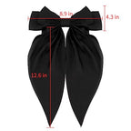 Hair Bow Clip, 2 Pcs Silky Satin Hair Bows for Women Hair Ribbons Oversized Long Tail Black Hair Bow and Red Hair Bow Hair Barrettes, Metal Clips Bowknot Hair Accessories, Christmas Gifts