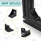 20 Set Black 4040 Series Aluminum Extrusion Profile Connector, Includes 1pc Wrench, 20pcs 3540 Corner Bracket, 40pcs M8 T-Slot Sliding Nuts and Hex Screw Bolt for 20S Aluminum Rail Accessories