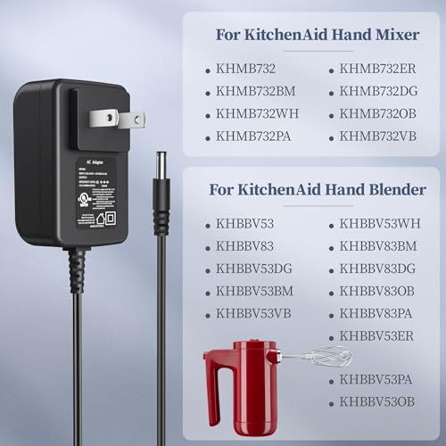 Charger for KitchenAid KHMB732 KHBBV53 KHBBV83 Series AC/DC Adapter Replacement for KitchenAid Cordless 7 Speed Blender KHMB732BM KHBBV53BM KHBBV53VB KHBBV53ER KHBBV83BM Power Supply Cord