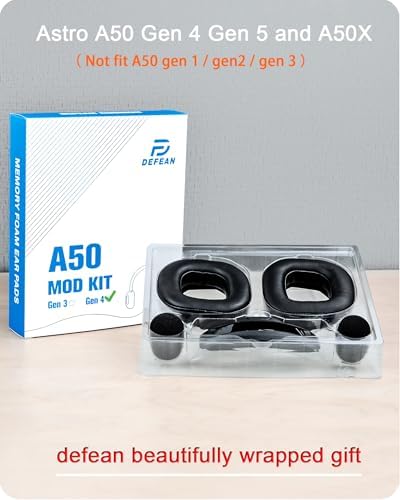 A50 Gen 4 Mod Kit - defean Replacement Earpads and Headband Compatible with Astro A50 Gen 4 Headset,Ear Cushions, Upgrade High-Density Noise Cancelling Foam, Added Thickness