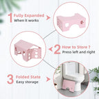 7inches Foldable Toilet Stool (Pink), Healthy Bathroom Squatting Posture Poop Stool with Anti-Slip Feet, A Good Helper to Effective Relief of Constipation, Easy to Storage Toilet Squat Stool