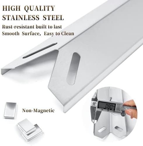 Hisencn 15.35'' Heat Plates for Cuisinart 2556, 2456, GAS2456AS, GAS2556AS, GAS1456ASO, GAS1456BSO, GAS2420AS, Heat Tents Replacement Parts for Cuisinart 5-Burner Gas Grill, Stainless Steel, 5-Pack