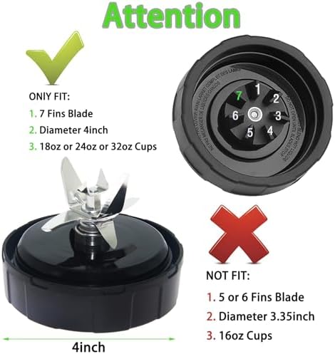 SS101 Replacement Blade for Ninja Blender Accessories, 7-Fins Replacement blender Blade for SS351 SS401 SS151 SS300 SS350 SS351TGT CO351B SS100 SS101C CO101B, Ninja Blender Blade Replacement parts