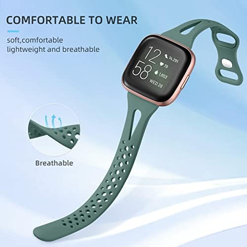 Odbeai Soft Silicone Replacement Wristbands, Slim Sport Breathable for Versa Watch Bands Compatible with Fitbit Versa 2, Versa Lite/SE, for Women Men, 4Packs
