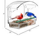 BPYOT Clear Acrylic Window Bird Feeder for Outside with 4 Strong Suction Cups and Detachable Seed Tray, are Unique Gardening Gifts for Parents/Elderly Grandpa/Grandma/Grandparents
