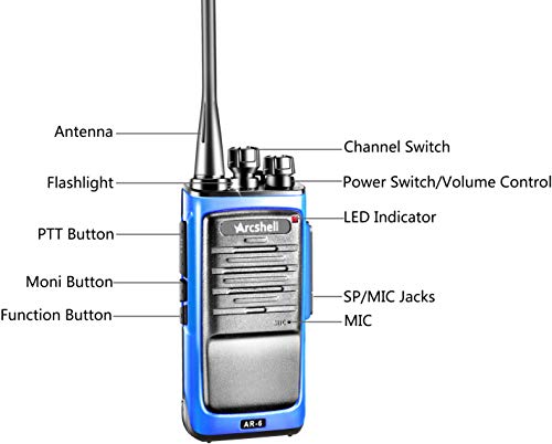 Arcshell Rechargeable Long Range Two-Way Radios with Earpiece 6 Pack Arcshell AR-6 Walkie Talkies Li-ion Battery and Charger Included