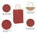 BagDream Kraft Paper Bags 100Pcs 5.25x3.75x8 Inches Small Paper Gift Bags with Handles Bulk, Paper Shopping Bags, Kraft Bags, Party Bags, Gift Bags (Red)