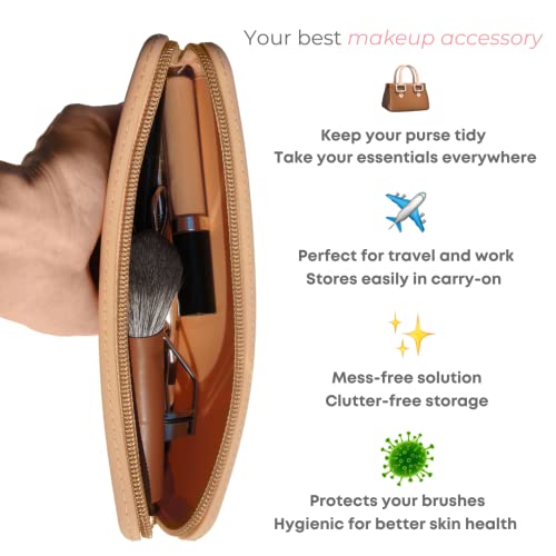 silicone makeup brush holder travel case- A storage & makeup bag organizer for brush sets & makeup tools to protect make up accessories & bag, Pink (7.8 * 3.15 * 1")