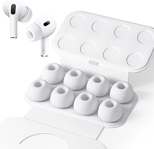 Seltureone 4 Pairs Replacement Ear Tips for Airpods Pro/Airpods Pro 2 with Noise Reduction Hole, Non-Slip Soft Silicone Airpods Pro Replacement Ear Tips with Portable Storage Box - Large