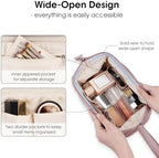 Narwey Large Makeup Bag Women Wide-open Make up Bag Travel Cosmetic Bag Organizer Toiletry Bag for Cosmetics Toiletries Accessories (Dusty Rose)