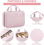 Travel Toiletry Bag for Women, Portable Makeup Cosmetic Bag with Hanging Hook, Travel Essentials 3 in 1 Packing Organizer Travel Bag for Accessories, Shampoo, Full-size Container, Toiletries