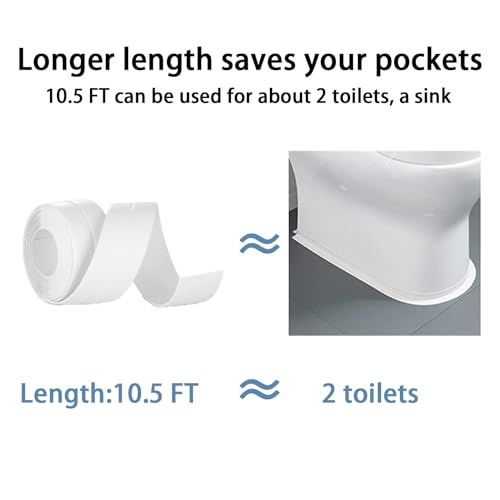 Caulk Tape Self Adhesive, 4 Rolls Waterproof Toilet Caulk Strip, Toilet Sealer Around Toilet Base, Traditional Caulking Replacement, Caulking Tape for Bathroom, Bathtub, Floor Wall Edge Protector