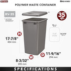 Rev-A-Shelf Polymer Replacement 35 Quart Trash Bin Recycle Waste Garbage Container for Kitchen Cabinet Pullouts, Blue, 2 Pack, RV-35-22-2