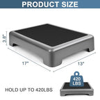 One Step Stool, Arjiekwei Heavy Duty Outdoor/Indoor Non-Slip Plastic Platform for Adults Elderly, Portable Low Safety Steps Stool for Medical, High Bed, Car, Cato Board, Stair, Bathroom(Gray-Black)