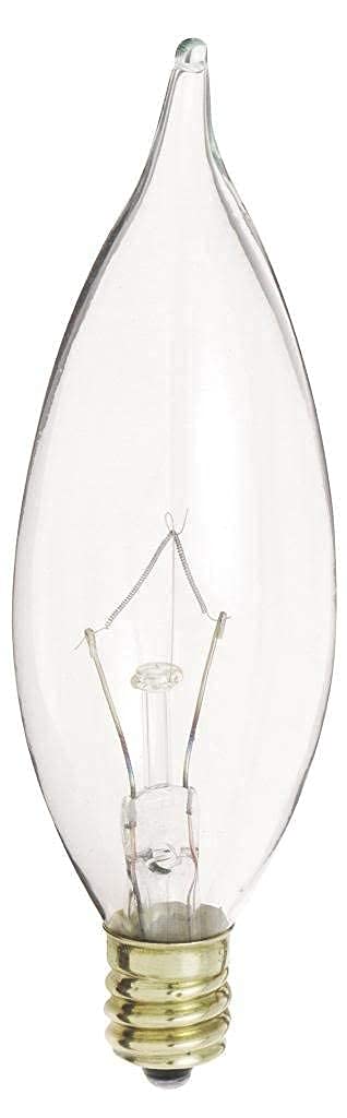 KOR (Pack of 12) 25-Watt Clear Candelabra Base (E12) Flame Tip 120V Decorative Dimmable 25W Chandelier Lights Bulbs
