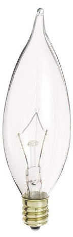KOR (Pack of 12) 25-Watt Clear Candelabra Base (E12) Flame Tip 120V Decorative Dimmable 25W Chandelier Lights Bulbs