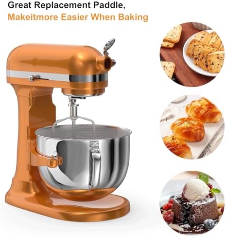 5.5-6QT Stainless Steel Mixer Paddle for KitchenAid Stand Mixer KitchenAid Paddle Attachment Accessory, Uncoated, Dishwasher Safe Replacement. Polished Surface