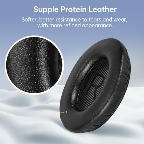 Aurivor Replacement Ear-Pads for Bose Quiet-Comfort QC 35 (ii) 25 15 2 Headphones, Tear-Proof Cushion for QC35 (ii) QC25 QC15 QC2 SoundTrue/SoundLink AE2/AE2i/AE2w Around-Ear Headphones (Black)