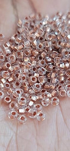 Transparent Gold Lined Loc sprinkle Hair Beads, Crystal Clear DreaLock Hair Accessories (Rose Gold Sprinkles)