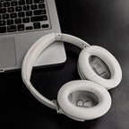 SOULWIT Earpads Replacement for Bose QuietComfort 45 (QC45)/QuietComfort SE (QC SE)/New Quiet Comfort Wireless Over-Ear Headphones, Ear Pads Cushions with Softer Protein Leather - White Smoke