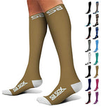 SB SOX Compression Socks (20-30mmHg) for Men & Women – Best Compression Socks for All Day Wear, Better Blood Flow, Swelling! (Medium, Nude/White)