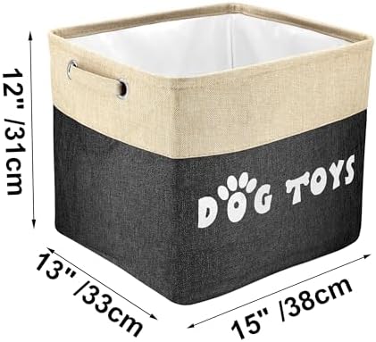 PET ARTIST Large Dog Toy Basket Bin - Rectangular Storage Box Chest Organizer for Dog Toys,Dog Coats,Dog Clothing,Dog Apparel & Accessories, Black, 15"x13"x12"