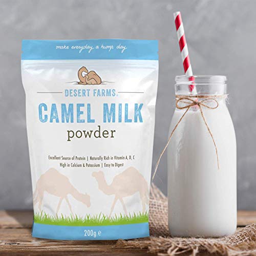 Desert Farms Organic Whole Camel Milk Powder Certified PALEO and KETO Allergen Free Non-GMO Easy to Mix Powder Milk - Excellent Replacement For Goat and Soy Milk - Packaged In The USA (200 Grams)