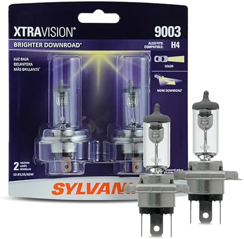 SYLVANIA - 9003 XtraVision - High Performance Halogen Headlight Low Beam and Fog Replacement Bulb (Contains 2 Bulbs)