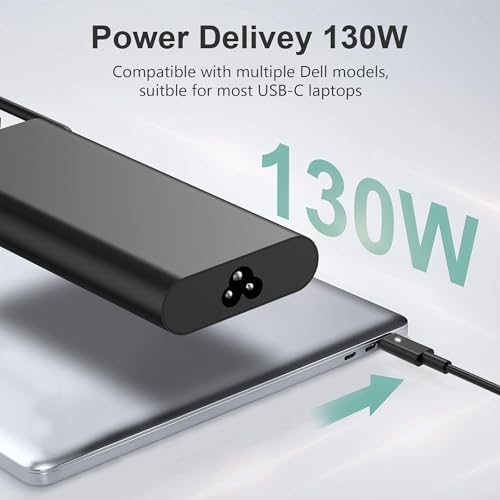 Original Replacement for Dell 130W Laptop Charger USB C Type C Slim AC Power Adapter for Dell Xps 17,Precision 5550 5530 2in1,XPS 15 2in1 9575，DA130PM170 HA130PM170 0K00F5 K00F5 0M0H25 M0H25 T4V18
