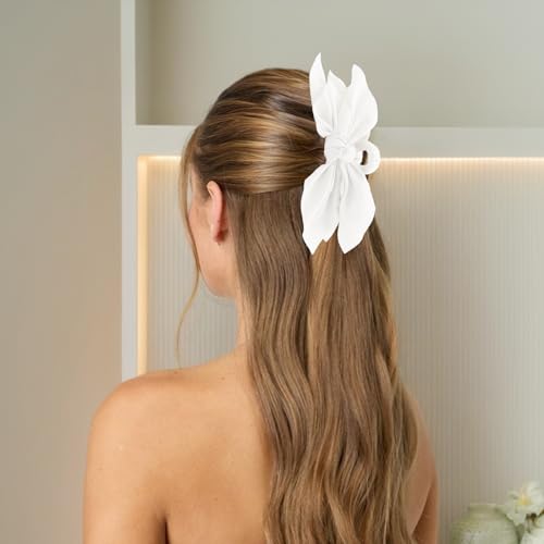 Bow Claw Clips Bow Hair Clips White 3PCS Big Hair Bows for Women Butterfly Hair Clips for Styling Large Hair Clips for Thick Hair for Girls Hair Accessories for Women