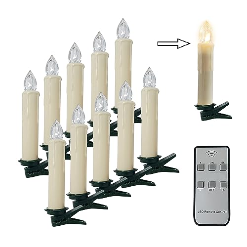 Gedengni Short Candlesticks LED Taper Candle, Remote Candle Sticks Battery Operated Chandelier Flameless Candles with Clip Flickering Warm White Lights for Wedding Party Baroque Chandelier,4inches