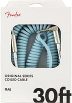 Fender Original Series Coiled Instrument Cable, Guitar Cable, Guitar Accessories, Straight/Angle, Daphne Blue, 30ft