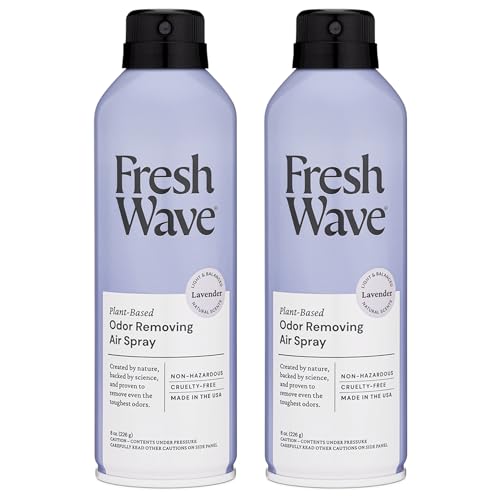 Fresh Wave Lavender Odor Eliminator Spray & Air Freshener, 8 oz. | Pack of 2 | Non-Aerosol, Fine Mist | Safer Odor Relief | Natural Plant-Based Odor Eliminator | For Furniture, Fabrics & Trash