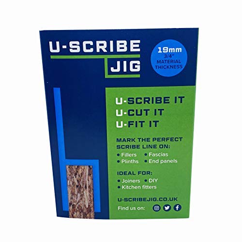 u-scribe jig 19mm (3/4") Set of 3 Woodworking & Carpentry Jigs - Mark Perfect Scribe lines on Fillers, Panels, Toe Kicks, tool for Carpenters, Cabinet and Furniture Installations, DIY