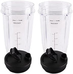 Replacement Parts Kit Ninja Blender Cups for 24 Ounce Cup (2 packs) with Sip & Seal Lid Compatible with Ninja Auto IQ Blender BL450 BL454 BL490 BL680 BL2013 NN102
