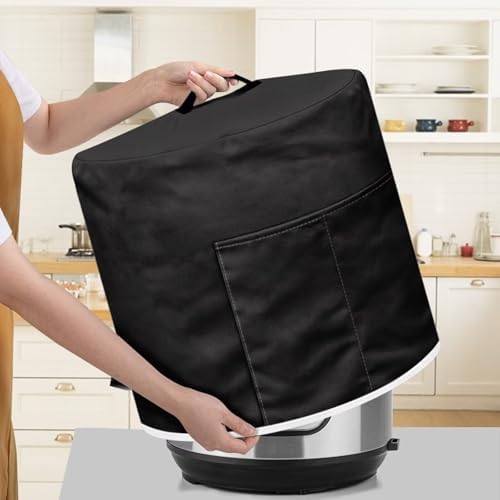 Black Dust Cover for 6 Quart Instant for Pot Washable Fabric Kitchen Appliance Protection Covers with Storage Pockets Soft Pressure Cooker Rice Cooker Decor Cover Extra Accessories