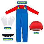 Sea Suntime Little Boys Costume Halloween Costume Cosplay Plumber Jeans Jumpsuit Hat Moustache Gloves