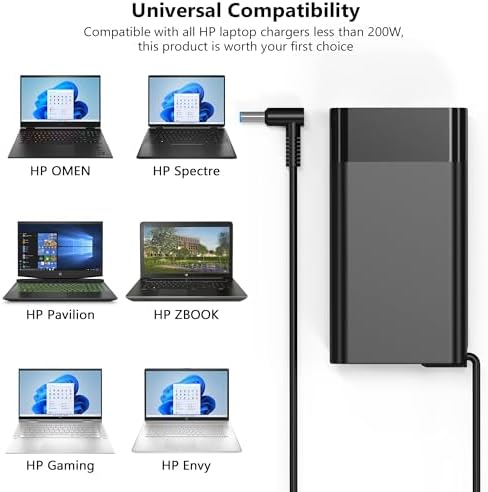 200W 10.3A AC Adapter Laptop Charger Replacement for HP Omen 15 17 Pavilion HP Zbook 15 17 Gaming 15 17 Envy 15 2020 TPN-DA10 ADP-200HB B TPN-LA21 TPN-LA20 L00818-850 L73385-001 L00895-003 Power Cord