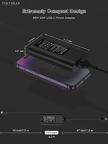 65W 45Watt for Dell Laptop Charger AC Adapter Replacement-for Dell USB C Charger Latitude 5420 5520 5320 7420 5430 7390 7320 7400,XPS 13 Chromebook 3100 Computer Type C Fast Charging Power Supply Cord