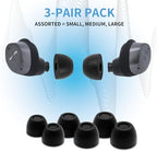 Comply TrueGrip | Premium Memory Foam Replacement Earbud Tips for Sennheiser Momentum 3, 4, ACCENTUM | Enhanced Comfort, Secure Fit, Superior Noise Isolation, Cleaning Tool | Black (S/M/L) (3 Pairs)