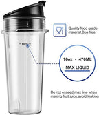 2-pack Blender Replacement Parts Single Serve 16oz cups with Sip & Seal Lids Compatible with Ninja Blenders