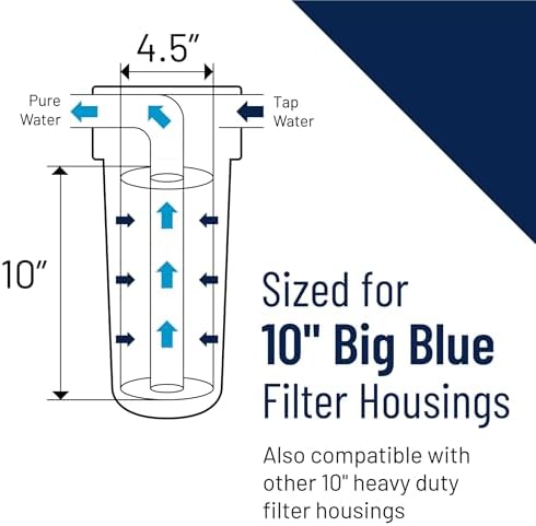Pentair Pentek ECP5-BB Big Blue Sediment Water Filter, 10-Inch, Whole House Heavy Duty Pleated Cellulose Polyester Replacement Cartridge, 10" x 4.5", White End-Cap, 5 Micron, Pack of 2