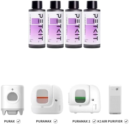 PETKIT Air Purifying Refills for PuraX PuraMax Self-Cleaning Cat Litter Box, 100% Natural Ingredients Odor Remover, 4 Bottles Odor Eliminating Replacement Refills, Quickly Odor Control